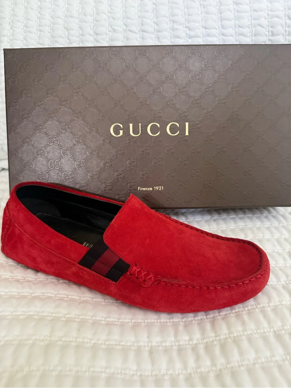 Gucci Men’s Red Suede Driving Loafers